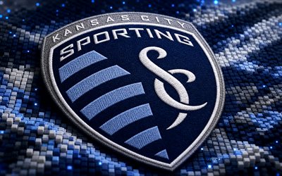 sporting kansas city kangaslogo, 4k, sininen 3d tausta, mls, jalkapallo, sporting kansas cityn logo, sporting kansas cityn 3d logo, sporting kansas city, amerikkalainen jalkapalloseura, sporting kansas city fc
