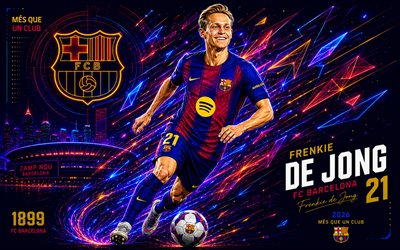 Frenkie de Jong, FC Barcelona, fan art, blue burgundy abstract digital background, Frenkie de Jong FC Barcelona, creative art, FC Barcelona logo, Frenkie de Jong Barcelona, football, Barcelona