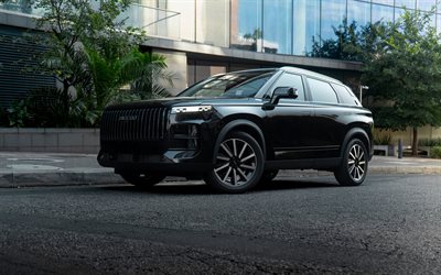 jaecoo j7, 4k, crossover, 2025 arabalar, sokak, siyah jaecoo j7, 2025 jaecoo j7, çin arabaları, jaecoo