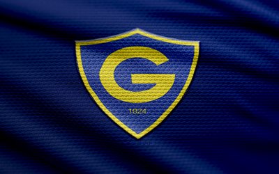 IF Gnistan fabric logo, 4k, blue fabric background, Veikkausliiga, bokeh, soccer, IF Gnistan logo, football, IF Gnistan emblem, IF Gnistan, finnish football club, Gnistan FC