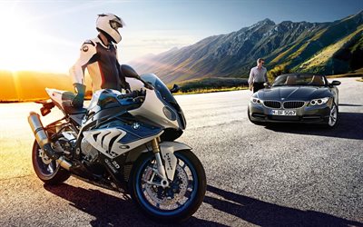 BMW S1000 RR, jinete, motos deportivas, BMW Z4, rodster