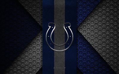 Indianapolis Colts, NFL, blue white knitted texture, Indianapolis Colts logo, American football club, Indianapolis Colts emblem, American football, Indianapolis, USA