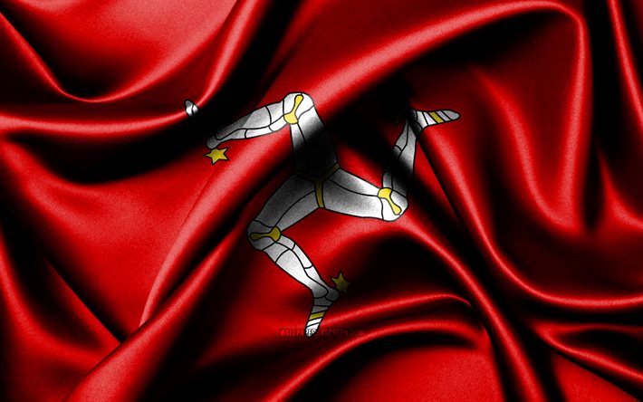 Isle of Man flag, 4K, European countries, fabric flags, Day of Isle of Man, flag of Isle of Man, wavy silk flags, Europe, Isle of Man national symbols, Isle of Man