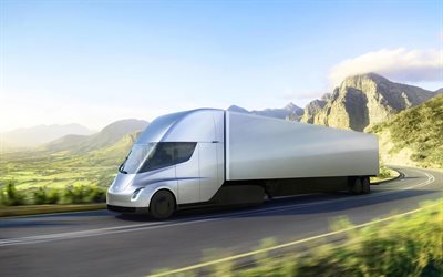 Tesla Semi, 4k, highway, 2022 trucks, LKW, electric trucks, cargo transport, american trucks, Tesla