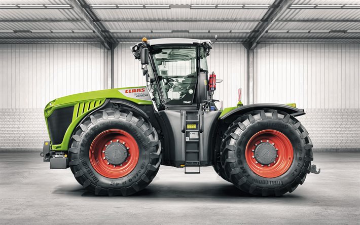 4k, Claas Xerion 5000, heavy tractor, agricultural machinery, tractors, Xerion 5000, side view, Claas