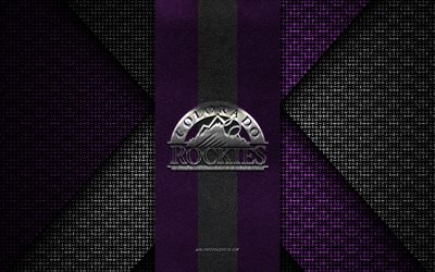 Colorado Rockies, MLB, purple white knitted texture, Colorado Rockies logo, American baseball club, Colorado Rockies emblem, baseball, Colorado, USA