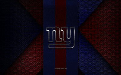 New York Giants, NFL, blue red knitted texture, New York Giants logo, American football club, New York Giants emblem, American football, New York, USA