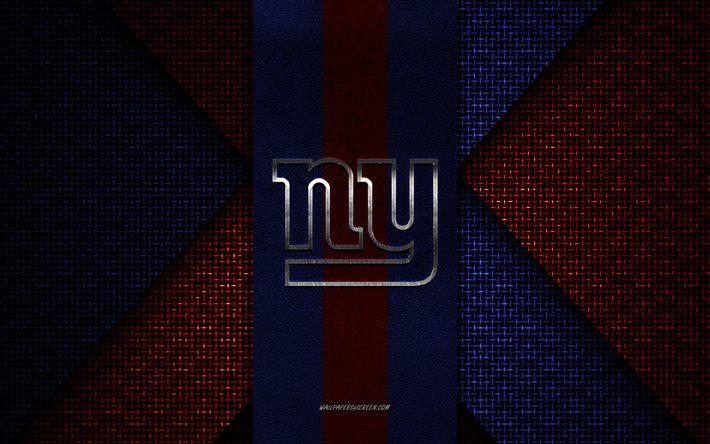 New York Giants, NFL, blue red knitted texture, New York Giants logo, American football club, New York Giants emblem, American football, New York, USA