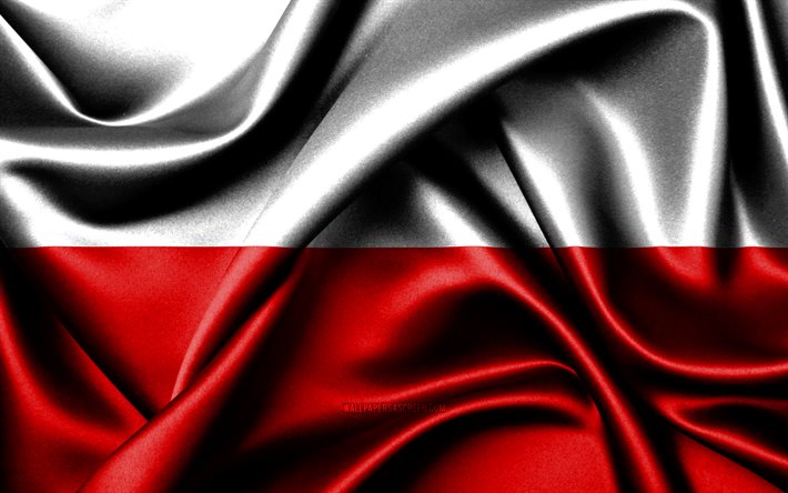 polonya bayrağı, 4k, avrupa ülkeleri, kumaş bayraklar, polonya günü, dalgalı ipek bayraklar, avrupa, polonya ulusal sembolleri, polonya