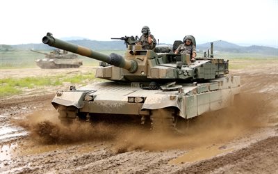k2 black panther, 4k, barro, tanque de batalla principal de corea del sur, ejército de corea del sur, tanques, vehículos blindados, mbt