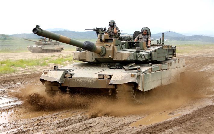 K2 Black Panther, 4k, mud, South Korean main battle tank, South Korean army, tanks, armored vehicles, MBT