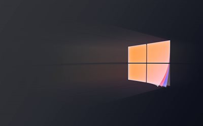 Windows 10 logo, gray background, Windows paper logo, Windows 10 emblem, Windows, creative 3d logo