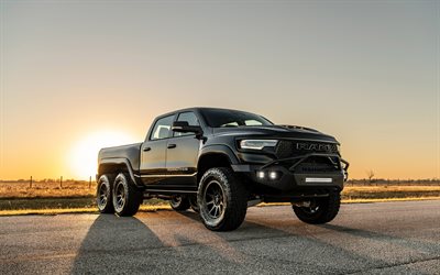 2022, Hennessey Mammoth 1000 TRX 6x6, 4k, front view, exterior, RAM 1500 TRX, RAM 1500 tuning, american cars, Hennessey