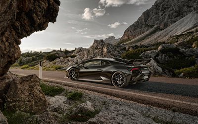 2022, Novitec Lamborghini Huracan STO, 4k, rear view, exterior, black supercar, black Huracan, Huracan tuning, Italian sports cars, Lamborghini
