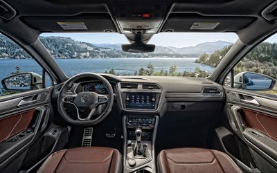 2022, Volkswagen Tiguan, 4k, inside view, interior, dashboard, Tiguan US Spec, new Tiguan interior, German cars, Volkswagen