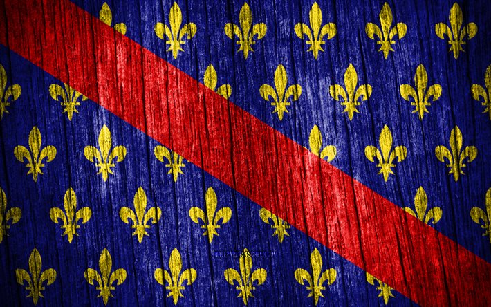 4k, 부르보네의 국기, 부르보네의 날, 프랑스 지방, 나무 질감 깃발, 부르보네 깃발, 부르보네, 프랑스