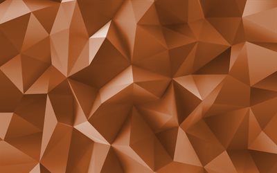 brown low poly 3D texture, fragments patterns, geometric shapes, brown abstract backgrounds, 3D textures, brown low poly backgrounds, low poly patterns, geometric textures, brown 3D backgrounds, low poly textures