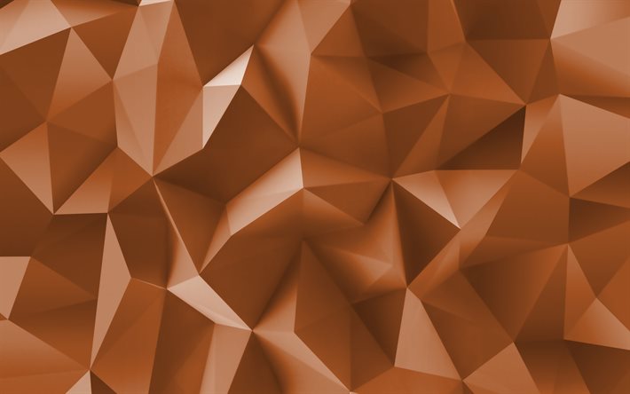 braune low-poly-3d-textur, fragmentmuster, geometrische formen, braune abstrakte hintergründe, 3d-texturen, braune low-poly-hintergründe, low-poly-muster, geometrische texturen, braune 3d-hintergründe, low-poly-texturen