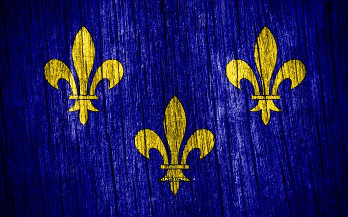 4k, イル・ド・フランスの旗, イル・ド・フランスの日, フランスの地方, 木製テクスチャ フラグ, フランスの州, イル・ド・フランス, フランス