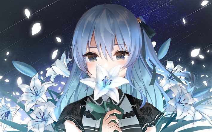 hoshimachi suisei, fleur bleue, virtual youtuber, vtuber, illustration, manga, chaîne hoshimachi suisei
