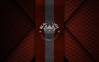 blackpool fc, efl championship, orange stickad textur, blackpool fc logotyp, engelsk fotbollsklubb, blackpool fc emblem, fotboll, blackpool, england
