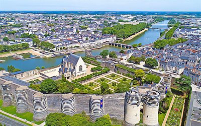 Angers, 4k, vector art, skyline cityscapes, french cities, Angers castle, abstract cityscapes, France, Europe, creative, Angers cityscape, Angers France