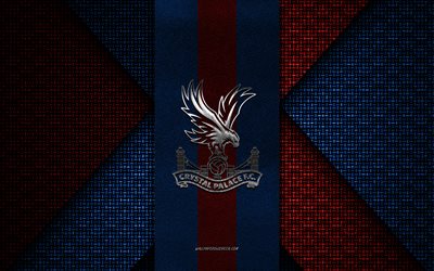 Crystal Palace FC, Premier League, red blue knitted texture, Crystal Palace FC logo, English football club, Crystal Palace FC emblem, football, London, England