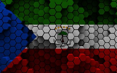4k, ekvatorialguineas flagga, 3d hexagonbakgrund, ekvatorialguineas dag, 3d hexagonstruktur, ekvatorialguinea, 3d ekvatorialguineas flagga, afrikanska länder