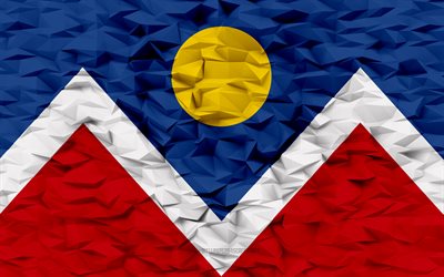 Flag of Denver, Colorado, 4k, American cities, 3d polygon background, Denver flag, 3d polygon texture, Day of Denver, 3d Denver flag, American national symbols, 3d art, Denver, USA