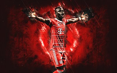 Sadio Mane, FC Bayern Munich, Senegalese football player, red stone background, football, Bundesliga, Germany, Mane Bayern Munich