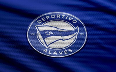 deportivo alaves कपड़े लोगो, 4k, नीले कपड़े की पृष्ठभूमि, लालीगा, bokeh, फुटबॉल, निर्वासित लोगो, फ़ुटबॉल, निर्वासन, स्पेनिश फुटबॉल क्लब, डेपोर्टिवो एलेव्स एफसी
