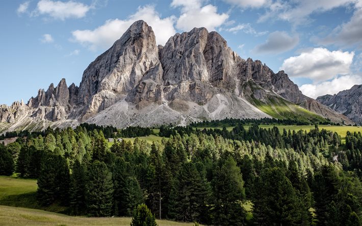 Badia, montagna, foresta, 4k, estate, Italia
