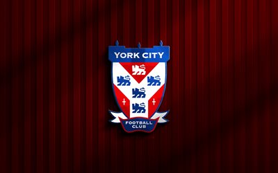 4k, York City FC 3D logo, National League, red 3D background, soccer, York City FC emblem, York City FC logo, York City FC, football, english football club, York City