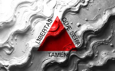 bandeira de minas gerais, 4k, textura da onda de pedra, bandeira 3d minas gerais, brasil, bandeira do estado de minas gerais, bandeiras de estados brasileiros, minas gerais