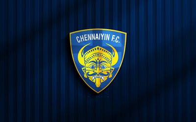 4k, Chennaiyin FC 3D logo, ISL, blue 3D background, soccer, Chennaiyin FC emblem, Chennaiyin FC logo, Chennaiyin FC, football, Indian football club, FC Chennaiyin