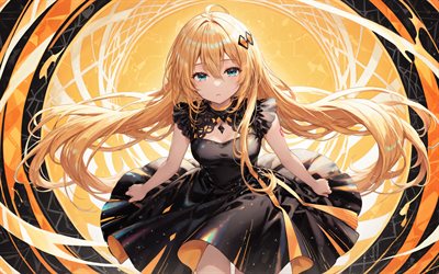 4k, mayu, kreativ, gelber abstrakter hintergrund, vokaloid, kunstwerk, vocaloid3, vokaloidfiguren, manga, mayu vocaloid