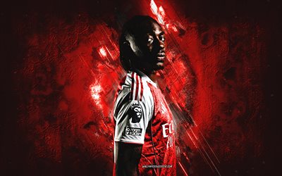 eberechi eze, arsenal fc, englischer fußballer, grunge  kunst, arsenal, roter steinhintergrund, premier league, england, fußball, eberechi eze arsenal