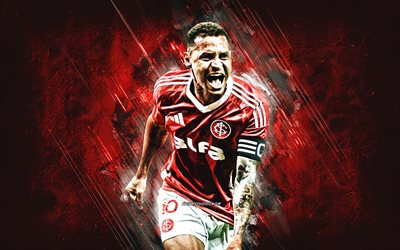 alan patrick, internacional, jogador de futebol brasileiro, celebração de gols, fundo de pedra vermelha, arte grunge, alan patrick lourenco, brasil, futebol, alan patrick internacional