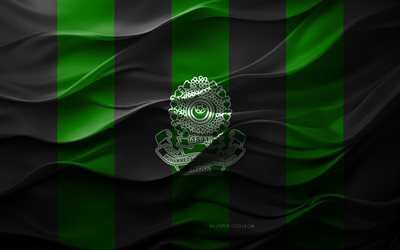 4k, Mohammedan SC logo, green black 3d background, Indian Super League, Mohammedan SC emblem, Indian football team, ISL, Mohammedan SC flag, 3d texture, India, Mohammedan SC, football, soccer