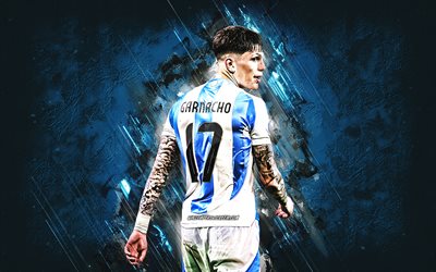 alejandro garnacho, equipo de fútbol nacional de argentina, fondo de piedra azul, arte grune, jugador de fútbol argentino, argentina, fútbol americano