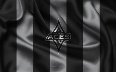 4k, Las Vegas Aces logo, American basketball team, black white silk fabric, WNBA, Las Vegas Aces emblem, Las Vegas Aces, USA, basketball, Las Vegas Aces sign