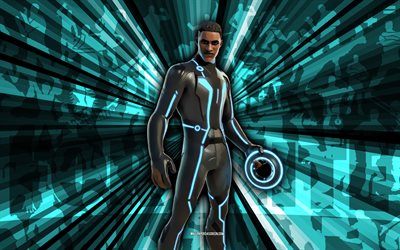 4k, Firewall, blue rays background, Firewall Skin, Firewall Fortnite, abstract art, Fortnite Firewall Skin, Fortnite characters, Fortnite, creative art