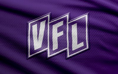vfl osnabrück stofflogo, 4k, violetter stoffhintergrund, 3 liga, bokeh, fußball, logo des vfl osnabrück, vfl osnabrück emblem, vfl osnabrück, deutscher fußballverein, osnabrück fc