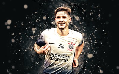 Rodrigo Garro, 4k, white neon lights, Corinthians, Brazilian Serie A, argentine footballers, Rodrigo Garro 4K, football, soccer, Corinthians Paulista, Corinthians FC, Rodrigo Garro Corinthians
