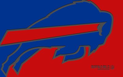 Buffalo Bills logo, 4k, blue background, carbon art, NFL, Buffalo Bills emblem, American football team, National Football League, USA, Buffalo Bills, American football