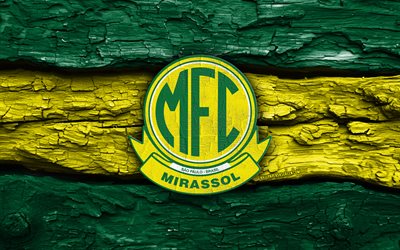 logotipo de madera del mirassol fc, 4k, fondo de madera amarillo verde, serie a brasileña, fútbol, logotipo del mirassol fc, fútbol americano, emblema del mirassol fc, mirasol fc, club de fútbol brasileño, fc mirasol