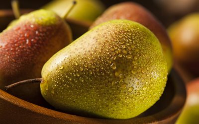 pear, dew, fruit, drops