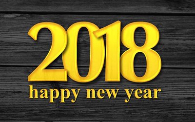 2018 New Year, wooden texture, dark wooden boards, 2018 concepts