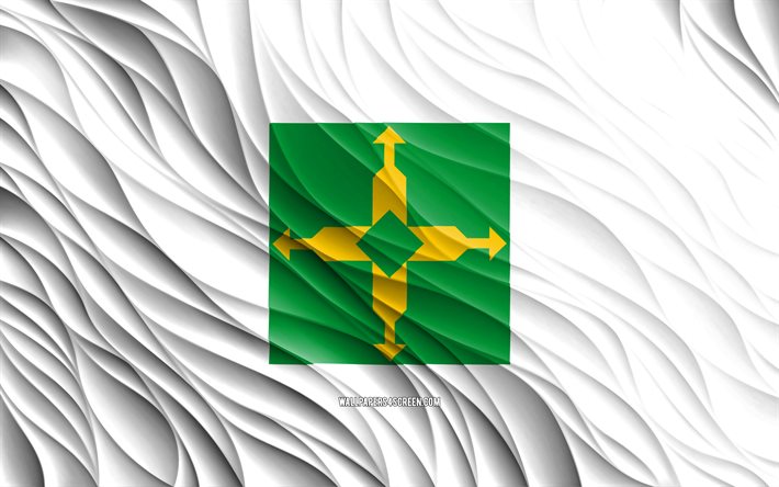 4k, Federal District flag, wavy 3D flags, brazilian states, flag of Federal District, Day of Federal District, 3D waves, States of Brazil, Federal District, Brazil