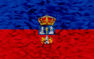 drapeau de lugo, 4k, province espagnole, fond de polygone 3d, drapeau lugo, texture de polygone 3d, jour de lugo, drapeau lugo 3d, symboles nationaux espagnols, art 3d, province de lugo, espagne